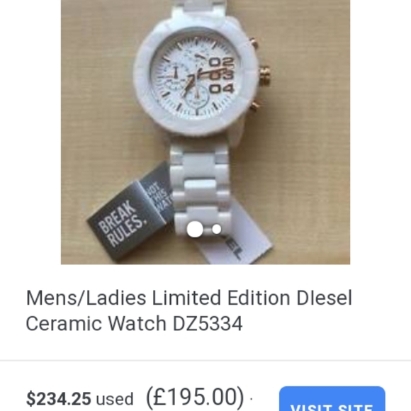 DIESEL DZ5323 ROSE GOLD TONE WHITE SILICONE BAND - Picture 2 of 7